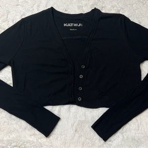 Katiej nyc button up cropped sweater
